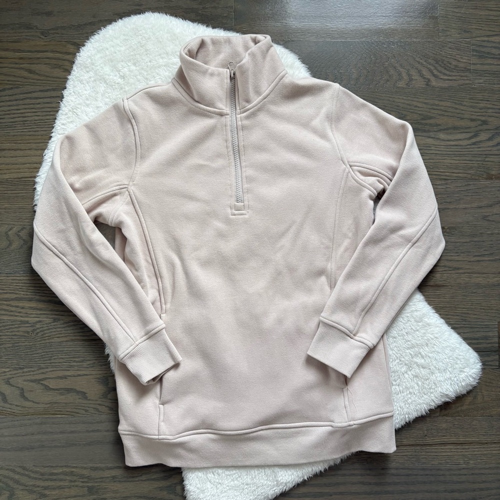 MONO B ANTHROPOLOGIE cream long sleeve quarter zip top
